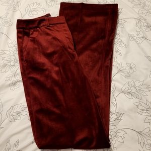 Express Women's Velvet Trousers in Deep Burgundy